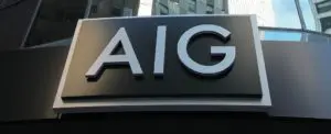 A close up of the aig sign on top of a building