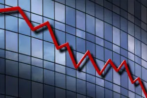 A red line is going down the side of a building.