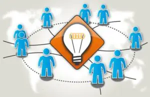 A group of people connected to each other with an idea.