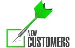A green arrow with the words new customers next to it.