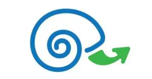 A snail with a leaf in it's mouth.