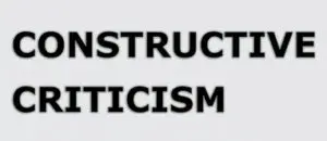 A white background with the words construction and criticism written in black.