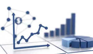 A close up of some blue graphs and arrows