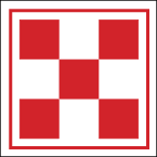 A red and white checkered square with a border.