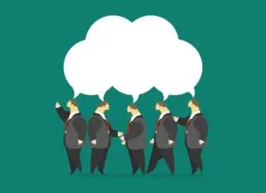 A group of people with their heads in the air