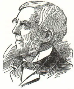 A drawing of an old man in a suit.