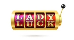 A lady luck slot machine with the word " lady luck " on it.