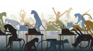 A group of people with laptops and cats on top of tables.