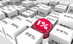 A red ball is in the middle of many boxes