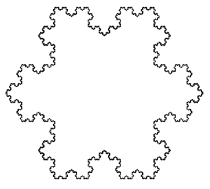 A black and white snowflake with a pattern of eight