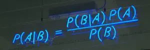 A neon sign that is blue and reads " p ( bar ) = po ".