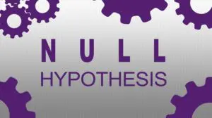 A purple and white logo with the words null hypothesis.