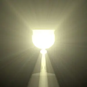 A light shining in the middle of a room.