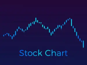 A blue stock chart with the word " stock " written in front of it.