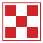 A red and white checkered square with a border.